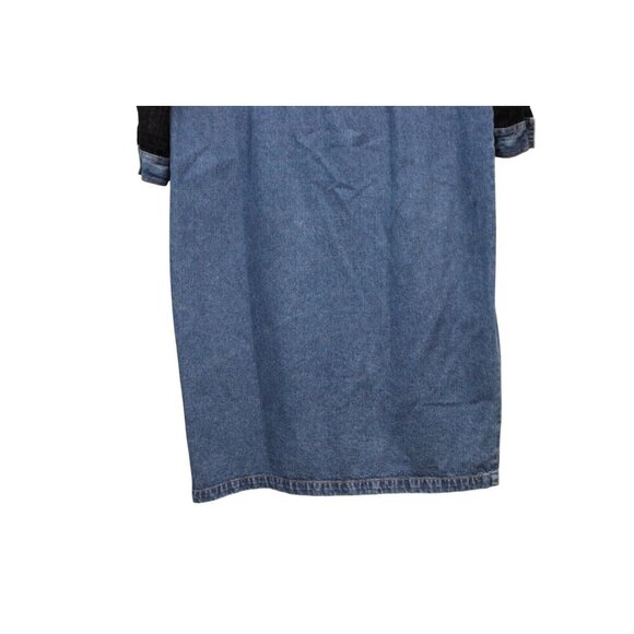 Vintage 90s Denim Maxi Dress Size 14 Sheer Long Sleeve 100% Cotton Collared - Picture 11 of 11